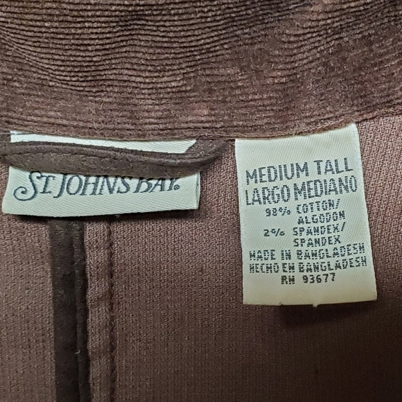 Vintage 90s SJB Brown Corduroy Long Hem Notched Collar Plunging Neckline Blazer - Picture 12 of 12